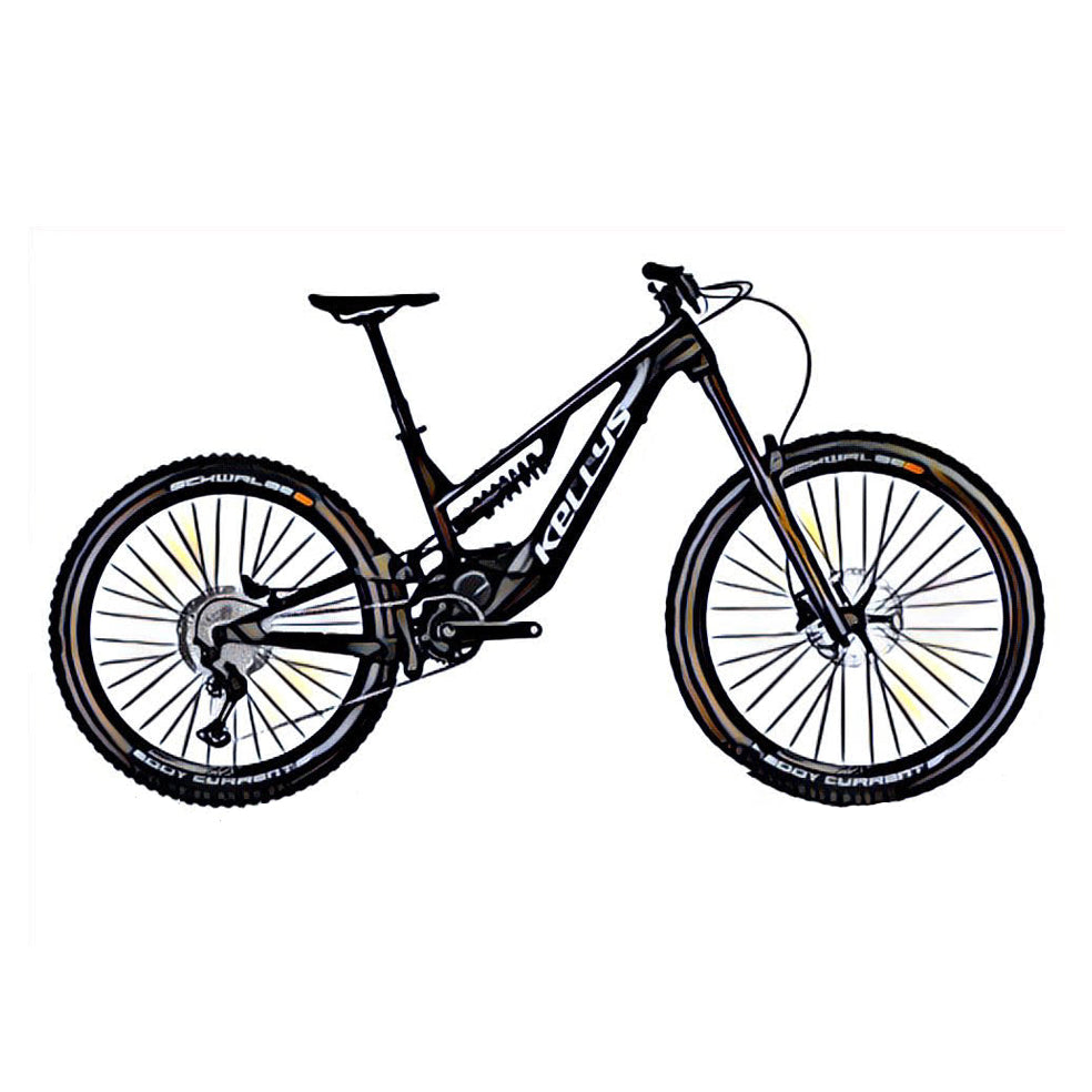 Kellys Theos F e-MTB – side view, compatible model for the frame protection kit